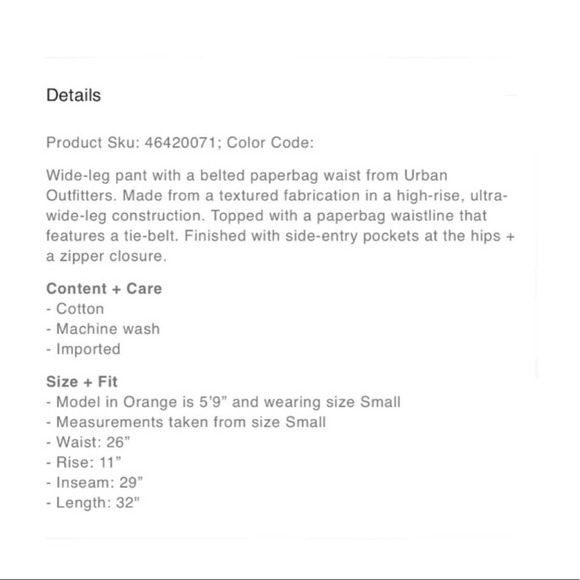 Urban Outfitters Cotton UO Bennie Paperbag Wide-Leg Pant in Orange Large - Picture 7 of 15